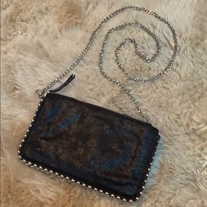 Zara black zipper crossbody silver studded